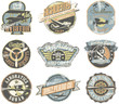 Grunge aviation badges collection in retro style