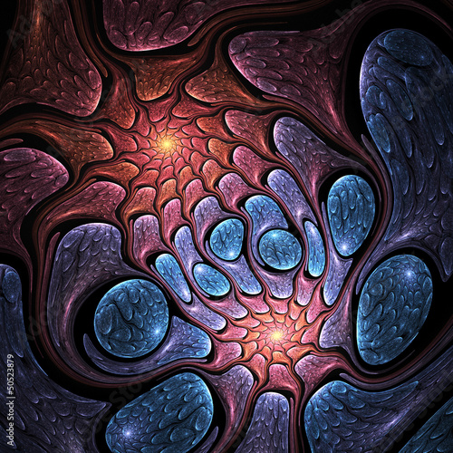 Naklejka - mata magnetyczna na lodówkę Abstract pattern symbolizing a connection, digital fractal art