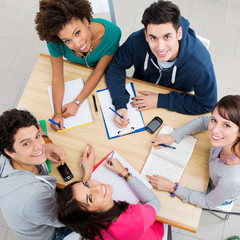 Happy Friends Studying Together