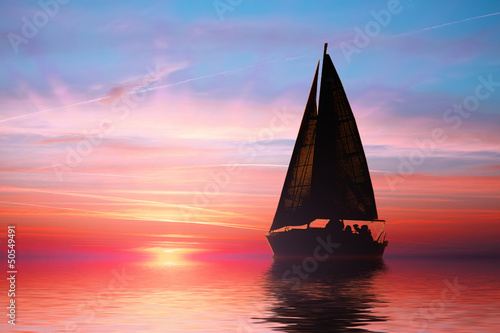 Foto-Doppelrollo - Sailing at sunset on the ocean (von wajan)
