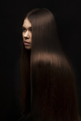  Beautiful woman with long straight hair
