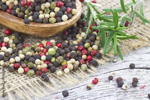 Naklejka na meble Colored peppers mix and rosemary