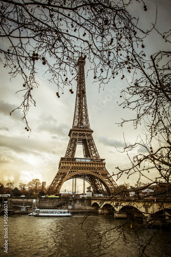 Naklejka dekoracyjna Parigi Tour Eiffel Tramonto