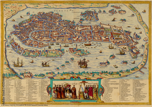 Carte ancienne de Venise Tableau sur Toile