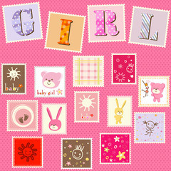 Fototapete - baby girl postage