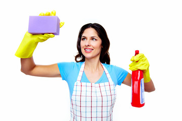 Young smiling cleaner woman.