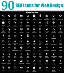 Sticker - 90 SEO Icons for Web Design - White Version