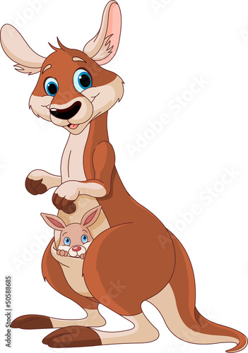 Naklejka dekoracyjna Kangaroo mom and baby