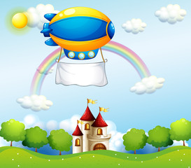 Poster - An airship with an empty banner above a castle