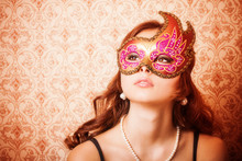 Beautiful Girl In A Carnival Mask