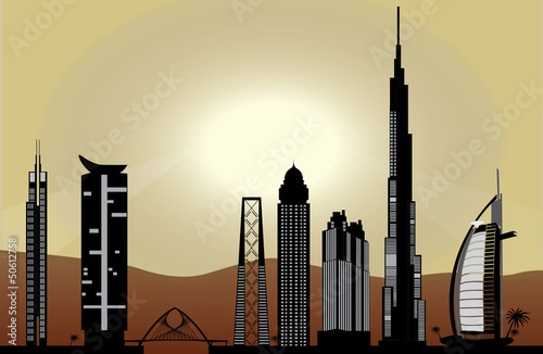 Board z aluminiowym obramowaniem Panoramę Dubaju