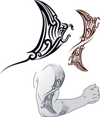 Wall Mural - Maori Manta tattoo design