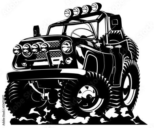 Fototapeta na wymiar Cartoon jeep