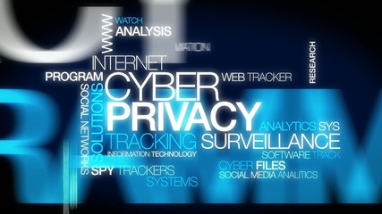 Wall Mural - cyber privacy tracking surveillance word tag cloud video