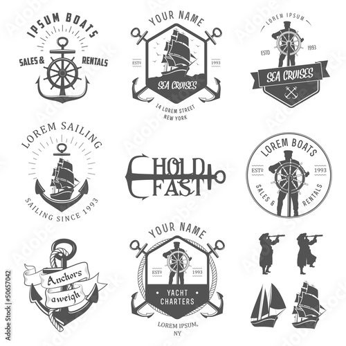 Fotografia Set of vintage nautical labels, icons and design elements