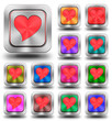 Red heart aluminum glossy icons, crazy colors