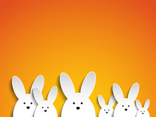 Happy Easter Rabbit Bunny On Orange Background