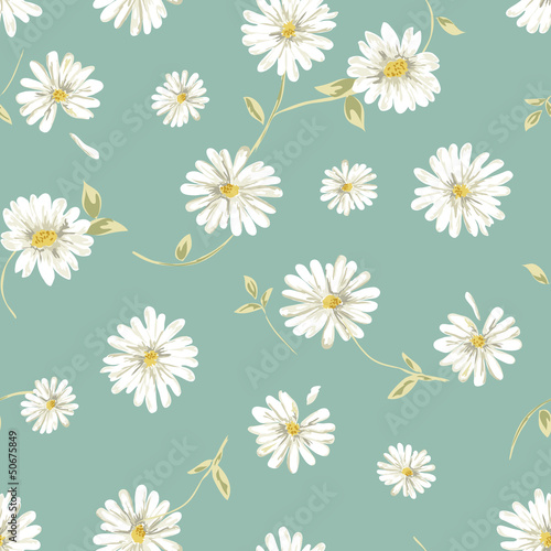 Naklejka na szafę pretty daisy seamless background