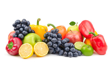 Composition of fruits and vegetables isolated on white