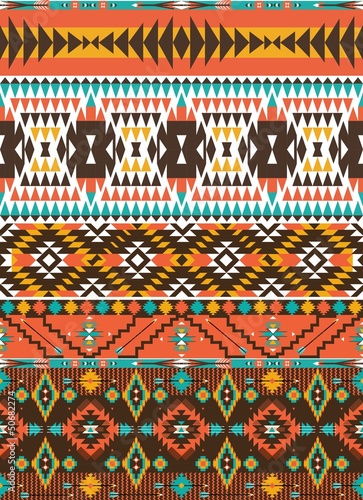 Obraz na płótnie canvas trzyczęściowy "tryptyk" Aztec kolorowy geometryczny wzór ze strzałką