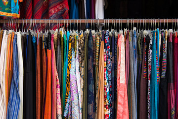 Female clothing hanging in a shop