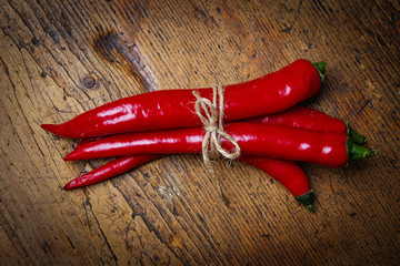 red hot peppers on a table