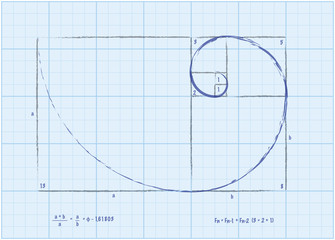 fibonacci sequence - golden spiral sketch