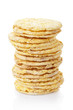 Corn cakes stack isolated on white, clipping path included