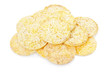 Corn crackers heap on white, clipping path included