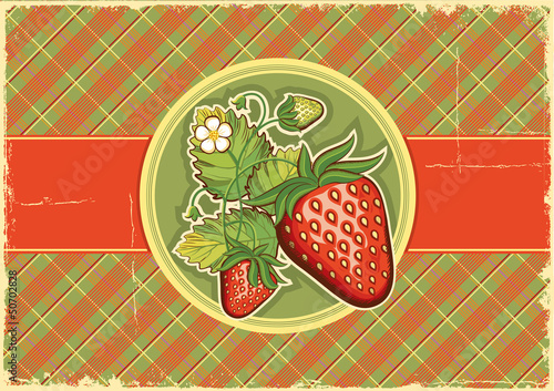Board z aluminiowym obramowaniem Truskawki vintage background.vector ilustracji etykiety