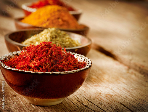 Naklejka nad blat kuchenny Spices Curry, Saffron, Turmeric