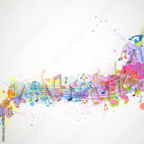 Naklejka - mata magnetyczna na lodówkę Vector Illustration of an Abstract Background with Music notes