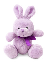 Toys: Small Pink Or Lilac Rabbit, Isolated On White Background