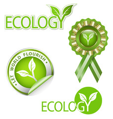 Ecology-related vector graphic element kit