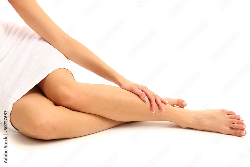 Beautiful woman legs, isolated on white