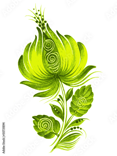 Naklejka na kafelki flower green Ukraine ethnic style vector