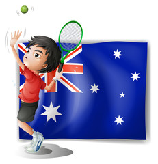 Sticker - An athlete in front of the Australian flag