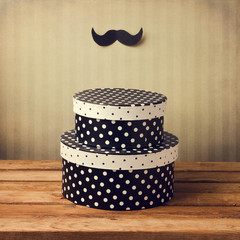 Wall Mural - Gift polka dots boxes wirh mustache decoration