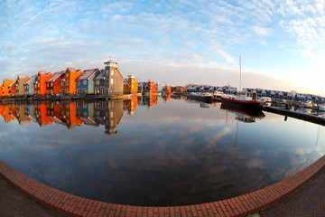 Fototapete - fisheye view on Reitdiephaven in Groningen