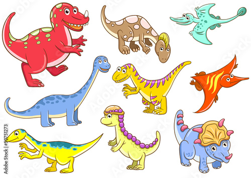 Obraz w ramie Cute dinosaurs