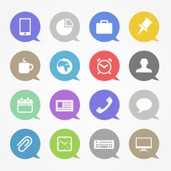 Poster - Business web icons set in color speech clouds