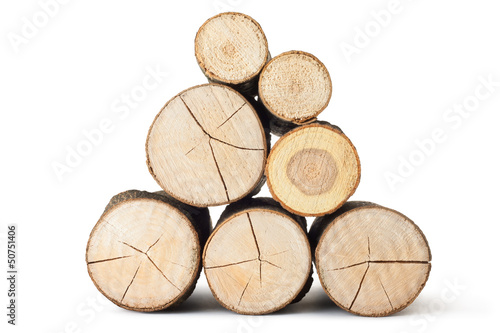 Photographie Heap of several logs. View at saw cut.