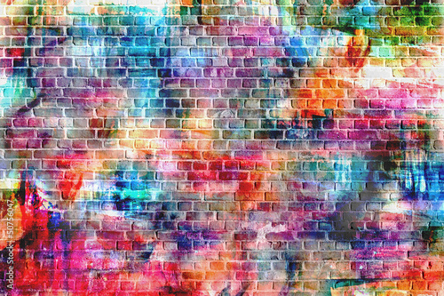 Naklejka - mata magnetyczna na lodówkę colorful grunge art wall illustration