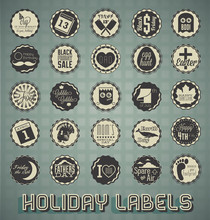 Vector Set: Mixed Holiday Labels And Icons