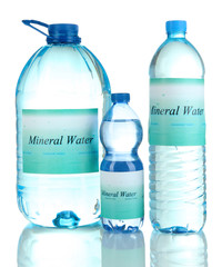 Poster - Different water bottles with label isolated on white