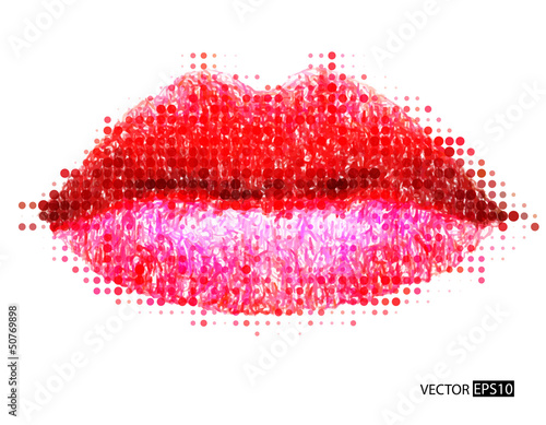 Naklejka - mata magnetyczna na lodówkę Abstract vector womans lips.