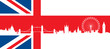 British flag  with very detailed  silhouette London skyline