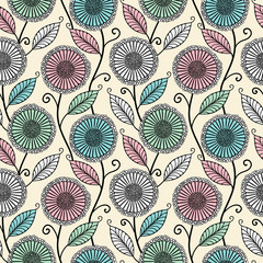 Sticker - Seamless floral pattern