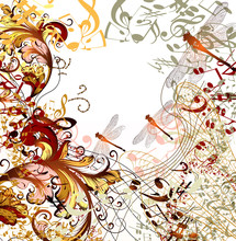 Creative Music Background With Floral Ornament