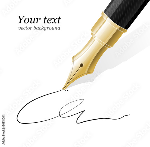Fotografía Vector Close up of a fountain pen and signature